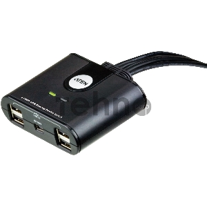 Переключатель, электрон., USB, 2 User > 4 устройства + клавиатура + мышь, 2 USB A-тип > 4 USB A-тип, Male > Female, со встроен. шнурами 2х1.2м., (USB 2.0) 4 PORT USB PERIPHERAL SWITCH.