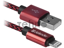 Кабель DEFENDER LIGHTNING TO USB2 1M RED ACH01-03T 87807