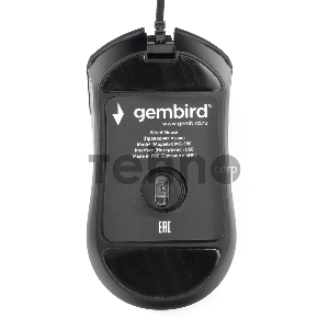 Мышь игровая Gembird MG-580, USB, 3200DPI, 6кнопок+колесо-кнопка, кабель тканевый 1.8 м