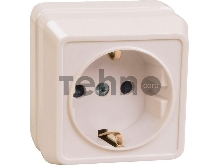 Розетка 1-м ОП Октава 16А РС20-3-ОКм с заземл. IP20 крем. ИЭК ERO11-K33-16-DC