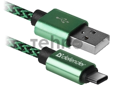 Кабель USB2.0 TO TYPE-C DEFENDER 1M GREEN USB09-03T 87816