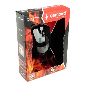 Мышь игровая Gembird MG-580, USB, 3200DPI, 6кнопок+колесо-кнопка, кабель тканевый 1.8 м