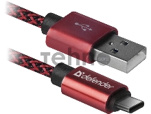 Кабель USB2.0 TO TYPE-C DEFENDER 1M RED USB09-03T 87813