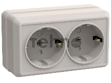 Розетка 2-м ОП Октава 16А РСш22-3-ОКм защ. шторки с заземл. IP20 крем. ИЭК ERO24-K33-16-DC