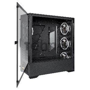 Корпус Miditower ExeGate i3 MAX-PPH600 (eATX, БП 600PPH 80+Bronze 12см, 2*USB+1*USB3.0, HD аудио, черный, 4 вент. 12см с RGB подсветкой, контроллер + ПДУ, ARGB MB кабель, пылевые фильтры, передняя и боковая панели - закаленное стекло)