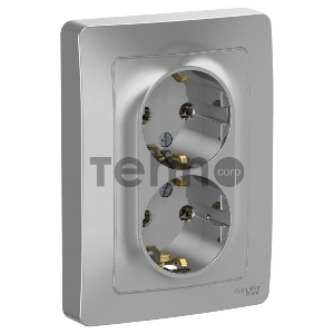 Розетка 2-м СП BLANCA 16А 250В без шторок с заземл. алюм. SchE BLNRS001023