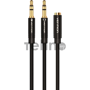 Переходник-разветвитель Vention гибкий Jack 3.5 mm F 4 pin/Jack 3.5 mm M x 2 - 1м BBDBF