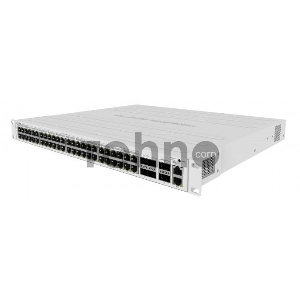 Коммутатор CRS354-48P-4S+2Q+RM Cloud Router Switch 354-48P-4S+2Q+RM with 48 x Gigabit RJ45 LAN (all PoE-out), 4 x 10G SFP+ cages, 2 x 40G QSFP+ cages, RouterOS L5, 1U rackmount enclosure, 750W PSU