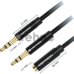 Переходник-разветвитель Vention гибкий Jack 3.5 mm F 4 pin/Jack 3.5 mm M x 2 - 1м BBDBF