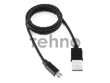 Кабель Gembird USB 2.0 Cablexpert CC-mUSB2bk1m, AM/microBM 5P, 1м, нейлоновая оплетка, алюминиевые разъемы, черный, пакет