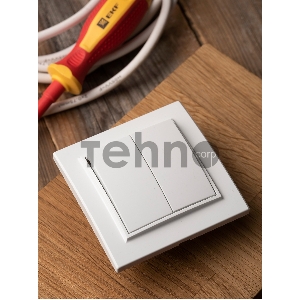 Выключатель 2-клавишный СП,10А, белый EKF Basic Минск