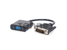 Переходник DVI-D-VGA Cablexpert A-DVID-VGAF-01, 25M/15F, длина кабеля 0,2м, черный, пакет