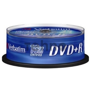 Диск DVD+R Verbatim 4.7Gb 16x Cake Box (25шт) (43500)