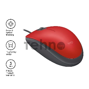 Мышь Logitech Mouse M110 Silent USB Red Ret