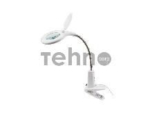 Лупа настольная 3D+12D REXANT с подсветкой 60 LED, прищепка, белая