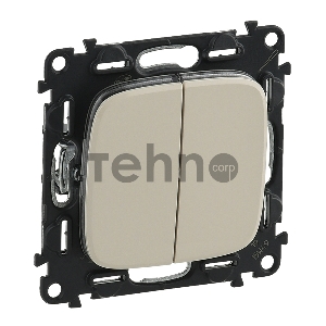 Механизм выключателя 2-кл. СП Valena Allure 10А IP20 250В с лицевой панелью; безвинтовые зажимы сл. кость Leg 752805