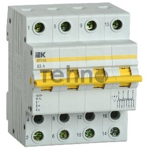 Выключатель-разъединитель трехпозиционный  Iek MPR10-4-063 Выключатель-разъединитель трехпозиционный ВРТ-63 4P 63А