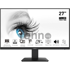 Монитор MSI PRO MP273 27 FHD (1920x1080 (матовый))/flat/IPS/75Hz/5ms/HDMI/DP/1y/3.9kg/black 27(1920x1080 (матовый))/  (Ghz)/Mb/Gb/Ext:war 1y/black/