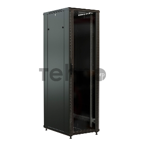 Шкаф коммутационный WRline (WR-TT-4266-AS-RAL9004) напольный 42U 600x600мм пер.дв.стекл задн.дв.стал.лист 2 бок.пан. 800кг черный 510мм 2055мм IP20 сталь
