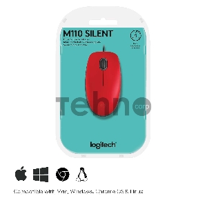Мышь Logitech Mouse M110 Silent USB Red Ret
