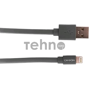 Кабель CANYON для устройств Apple (MFi Certified) Lightning CNS-MFIC2DG 1.0м, темно серый, плоский