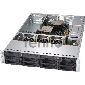 Корпус Supermicro CSE-825TQC-R740WB, 2U, 8 x 3.5 hot swap bays, 2 x 3.5 fixed bays, SAS3, 7 x LP expansion slots, 740W RPS