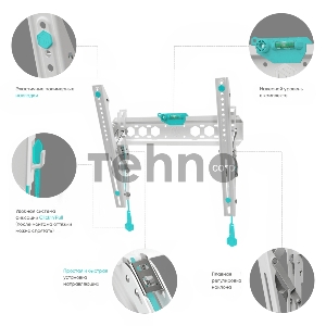 Кронштейн ONKRON TM5W / 32-65'' макс 400*400 наклон +12º от стены: 35-145мм, макс вес 68,2кг, встр уровень, белый
