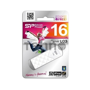 Флеш Диск Silicon Power 16Gb Ultima U03 SP016GBUF2U03V1W USB2.0 белый