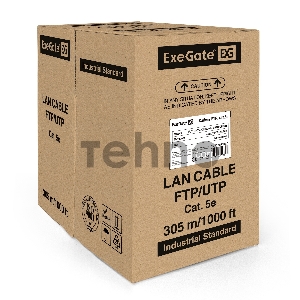 Кабель ExeGate FTP 4 пары кат.5e медь, 24AWG, экран, бухта 305м, оранжевый, LSZH