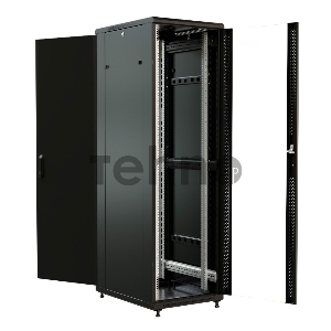 Шкаф коммутационный WRline (WR-TT-4266-AS-RAL9004) напольный 42U 600x600мм пер.дв.стекл задн.дв.стал.лист 2 бок.пан. 800кг черный 510мм 2055мм IP20 сталь