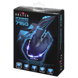 Мышь Oklick 715G Wired Gaming Mouse 6butt, 800/1200/1600 DPI USB