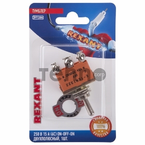 Тумблер 250V 15А (6c) ON-OFF-ON двухполюсный (KN-203) REXANT (в упак. 1шт.) Тумблер 250V 15А (6c) ON-OFF-ON двухполюсный (KN-203) REXANT (в упак. 1шт.)