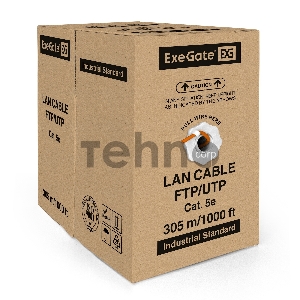 Кабель ExeGate FTP 4 пары кат.5e медь, 24AWG, экран, бухта 305м, оранжевый, LSZH