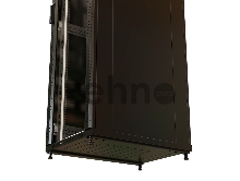 Шкаф коммутационный WRline (WR-TT-4266-AS-RAL9004) напольный 42U 600x600мм пер.дв.стекл задн.дв.стал.лист 2 бок.пан. 800кг черный 510мм 2055мм IP20 сталь