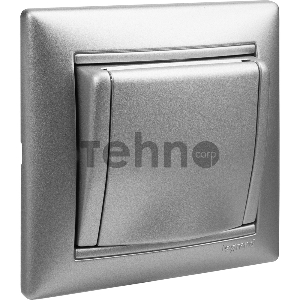 Розетка 2Р+Т нем. стд. с крышкой, алюм. Valena