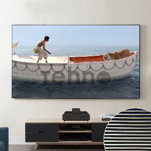 Экран Cinema SOK SCPSFR-200x113UST-PET для ультракороткофокусных проекторов 90 16:9 настенный, постоянного натяжения, полотно PET Crystal ALR UST, рама черная 1см