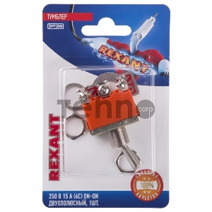Тумблер 250V 15А (6c) ON-ON двухполюсный  (KN-202)  REXANT (в упак. 1шт.)