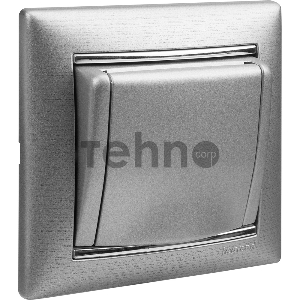 Розетка 2Р+Т нем. стд. с крышкой, алюм. Valena