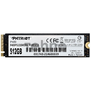 Накопитель SSD Patriot M.2 512Gb P400 <P400P512GM28H> (PCI-E 4.0 x4, up to 5000/3300MBs, 550000 IOPs, TBW 400Tb, 22х80mm, graphene heatsink)