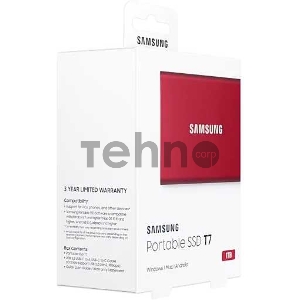 Накопитель SSD Samsung USB-C 1Tb MU-PC1T0R/WW T7 1.8 красный