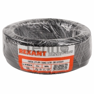 Кабель UTP REXANT 4PR 24AWG, CU (медь), CAT5e, 100 МГц, PE, черный, OUTDOOR, бухта 25 м