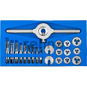 Набор ЗУБР 28109-H31 ПРОФЕССИОНАЛ  плашки 9шт, метчики 18шт, держатель 1шт, вкладыши 3шт, 31 предм.