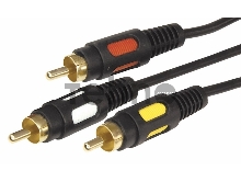 Шнур 3 RCA - 3 RCA, длина 3 метра, черный (GOLD) REXANT