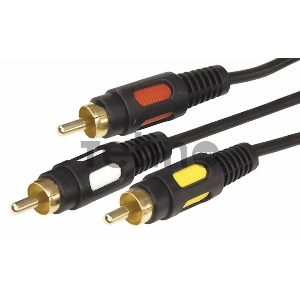 Шнур 3 RCA - 3 RCA, длина 3 метра, черный (GOLD) REXANT