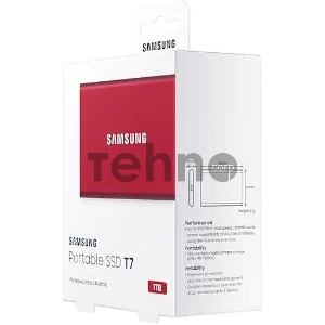 Накопитель SSD Samsung USB-C 1Tb MU-PC1T0R/WW T7 1.8 красный