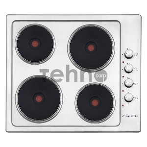 Электрическая панель MAUNFELD EEHS.64.4S/ • Тип: электрическая 60см• Тип установки: независимая • Управление: боковое, переключатели поворотные • Нагревательный элемент: конфорка электрическая, 4шт • Мощность конфорок, Вт.: 1500,  1500, 1500, 1500        