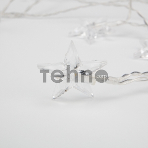 Гирлянда светодиодная «Звездочки» 1.5 м, 10 LED, прозрачный ПВХ, цвет свечения теплый белый, 2 х АА (батарейки не в комплекте) NEON-NIGHT