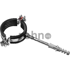 Хомут трубный с гайкой, оцинкованный, в комплекте с сантехнической шпилькой и дюбелем, 1 1/2