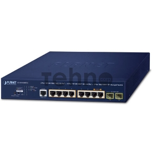 Коммутатор PLANET GS-4210-8HP2S IPv6/IPv4,2-Port 10/100/1000T 802.3bt 95W PoE + 6-Port 10/100/1000T 802.3at PoE + 2-Port 100/1000X SFP Managed Switch(240W PoE Budget, 250m Extend mode, supports ERPS Ring, CloudViewer app, MQTT and cybersecurity features, supports configurable fanless mode )
