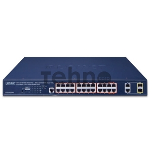 Коммутатор PLANET GS-4210-24HP2C IPv6/IPv4,4-Port 10/100/1000T 802.3bt 95W PoE + 20-Port 10/100/1000T 802.3at PoE + 2-Port Gigabit TP/SFP Combo Managed Switch(515W PoE Budget, 250m Extend mode, supports ERPS Ring, CloudViewer app, MQTT and cybersecurity features, supports configurable fanless mode)